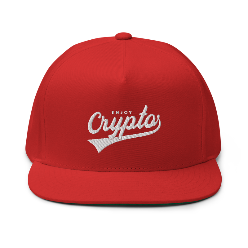 flat bill cap red front 61ed898d66435 - Enjoy Crypto Snapback Hat