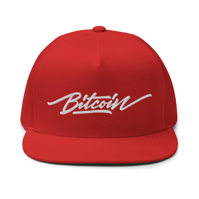 flat bill cap red front 61f5d9a7aa838 - Bitcoin x Calligraphy Logo Snapback Hat