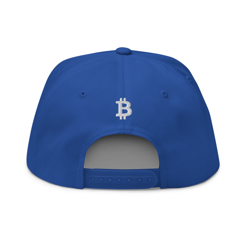 flat bill cap royal blue back 61f5d9a7aa6e1 - Bitcoin x Calligraphy Logo Snapback Hat