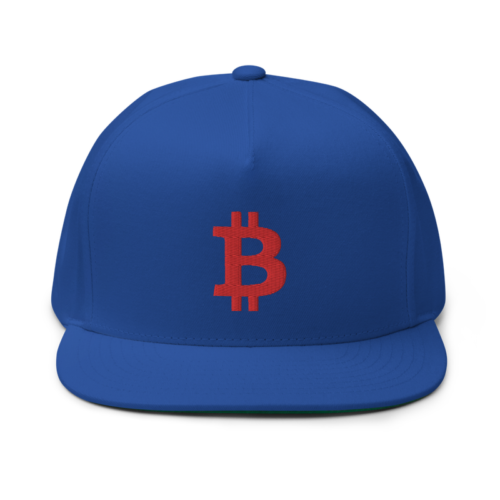 flat bill cap royal blue front 61dada362b84e - Bitcoin Red Logo Flat Bill Cap