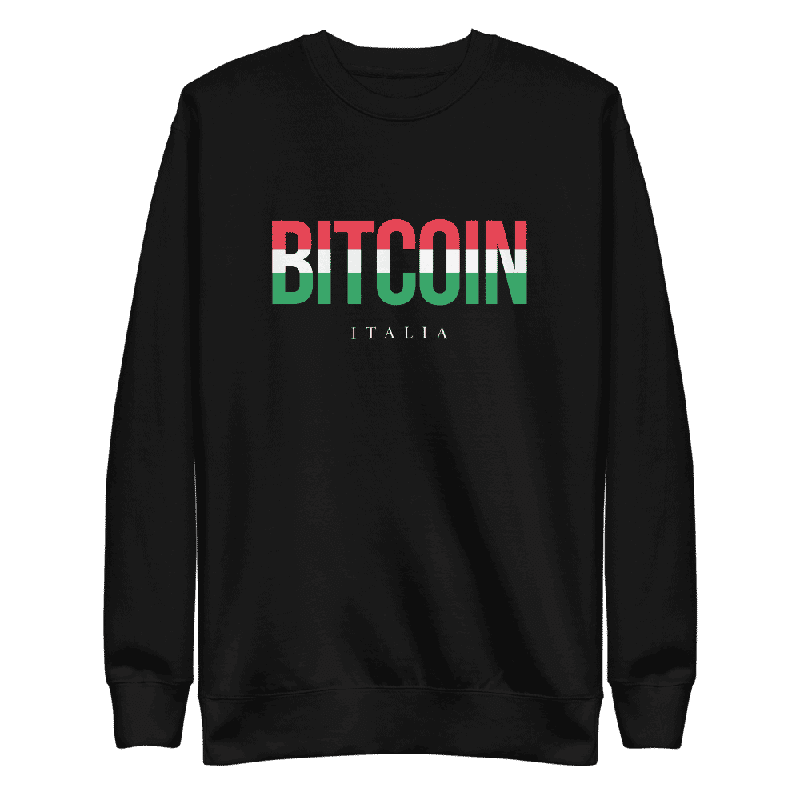 unisex fleece pullover black front 61ebe89271eb2 - Bitcoin x Italian Flag Logo Sweatshirt