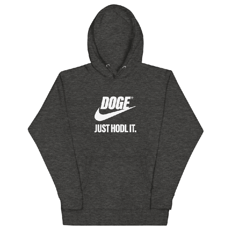 unisex premium hoodie charcoal heather front 61f17ffb9078a - Doge x Just HODL It Hoodie