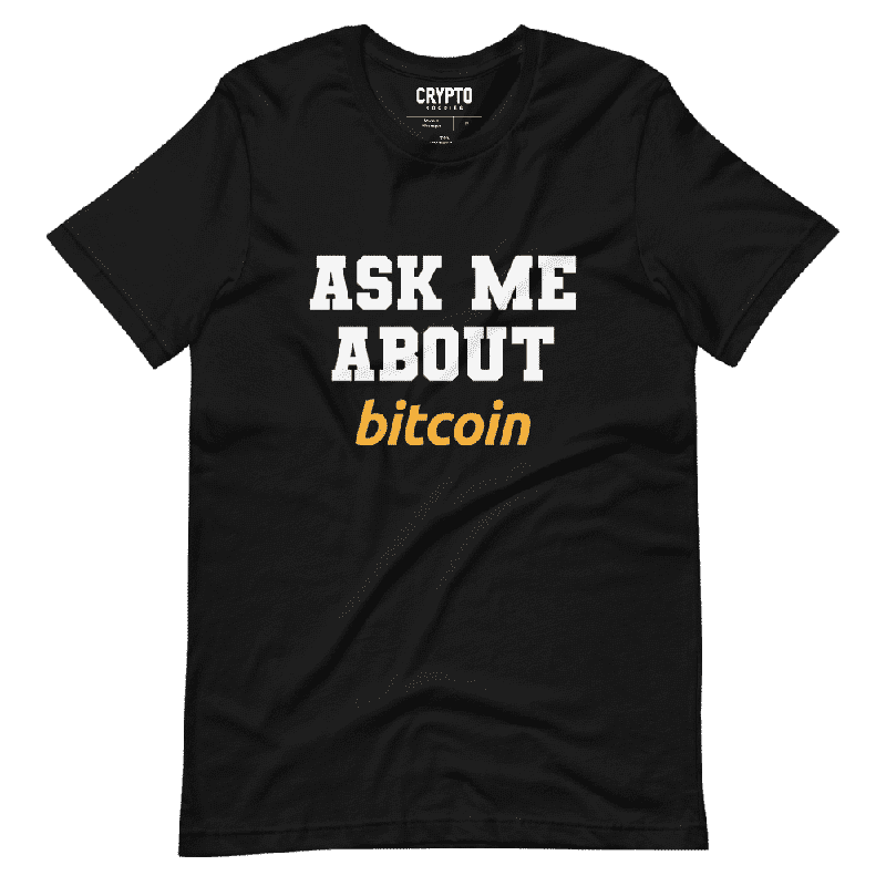 unisex staple t shirt black front 61e9faf45fe93 - Ask Me About Bitcoin T-Shirt