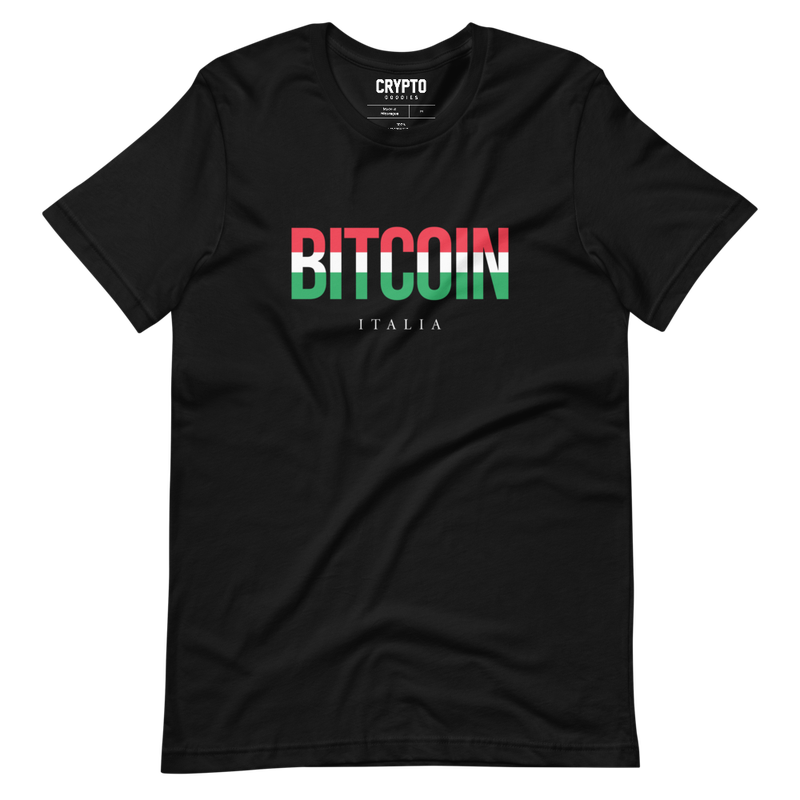 unisex staple t shirt black front 61eacbd65ea4c - Bitcoin x Italian Flag Logo T-Shirt
