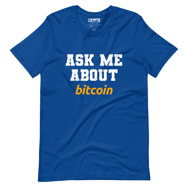 unisex staple t shirt true royal front 61e9faf4607a0 - Ask Me About Bitcoin T-Shirt