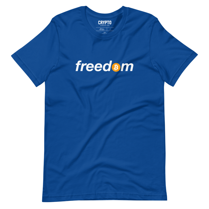 unisex staple t shirt true royal front 61ed432e28b27 - Bitcoin x Freedom T-Shirt
