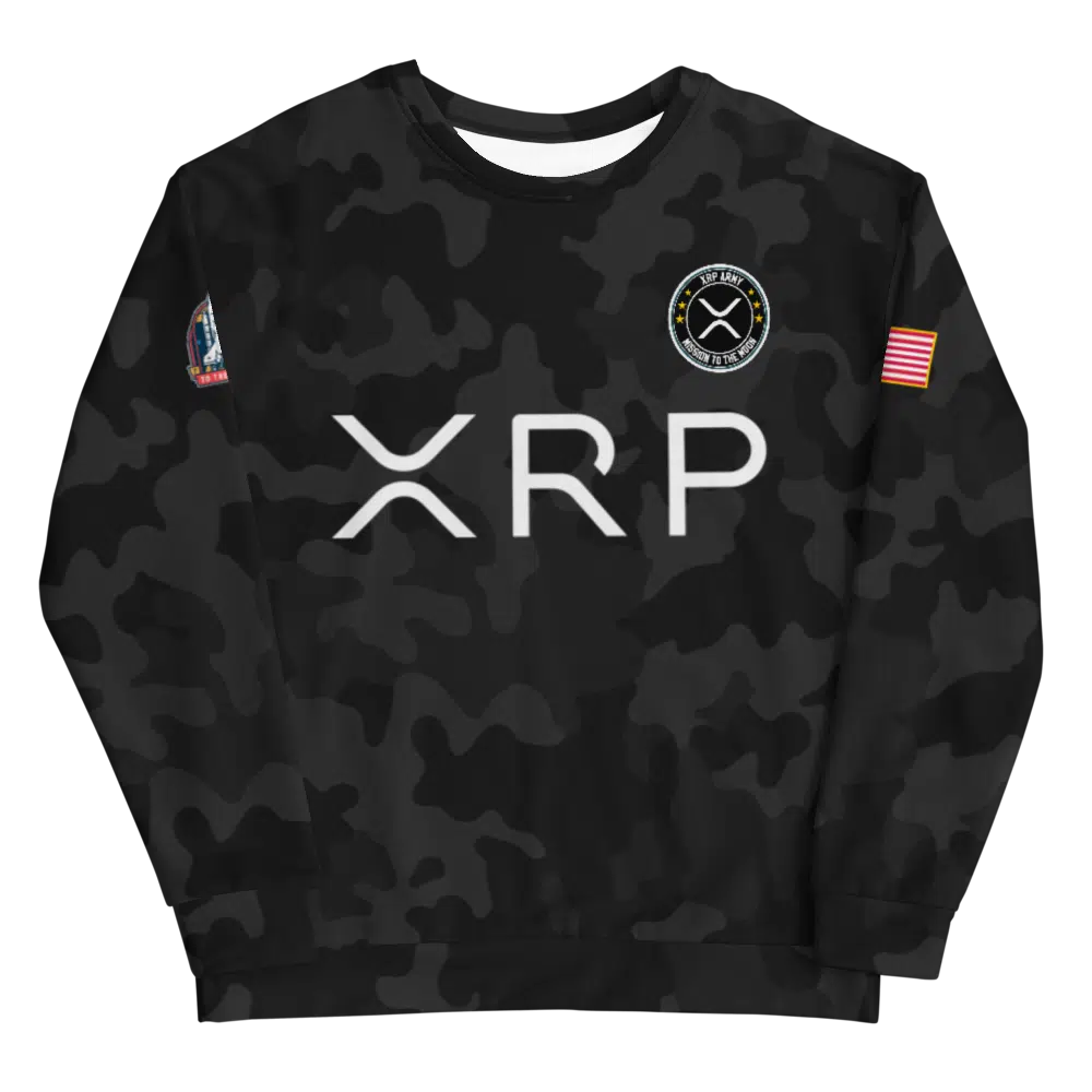 all over print unisex sweatshirt white front 6211722d72d44 - XRP Army x Mission to the Moon Black Camouflage Sweatshirt