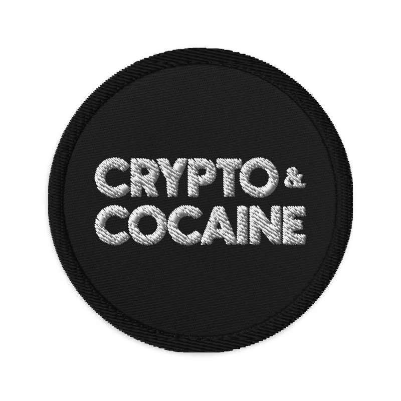 embroidered patches black front 6217938054ac9 - Crypto & Cocaine Embroidered Patch