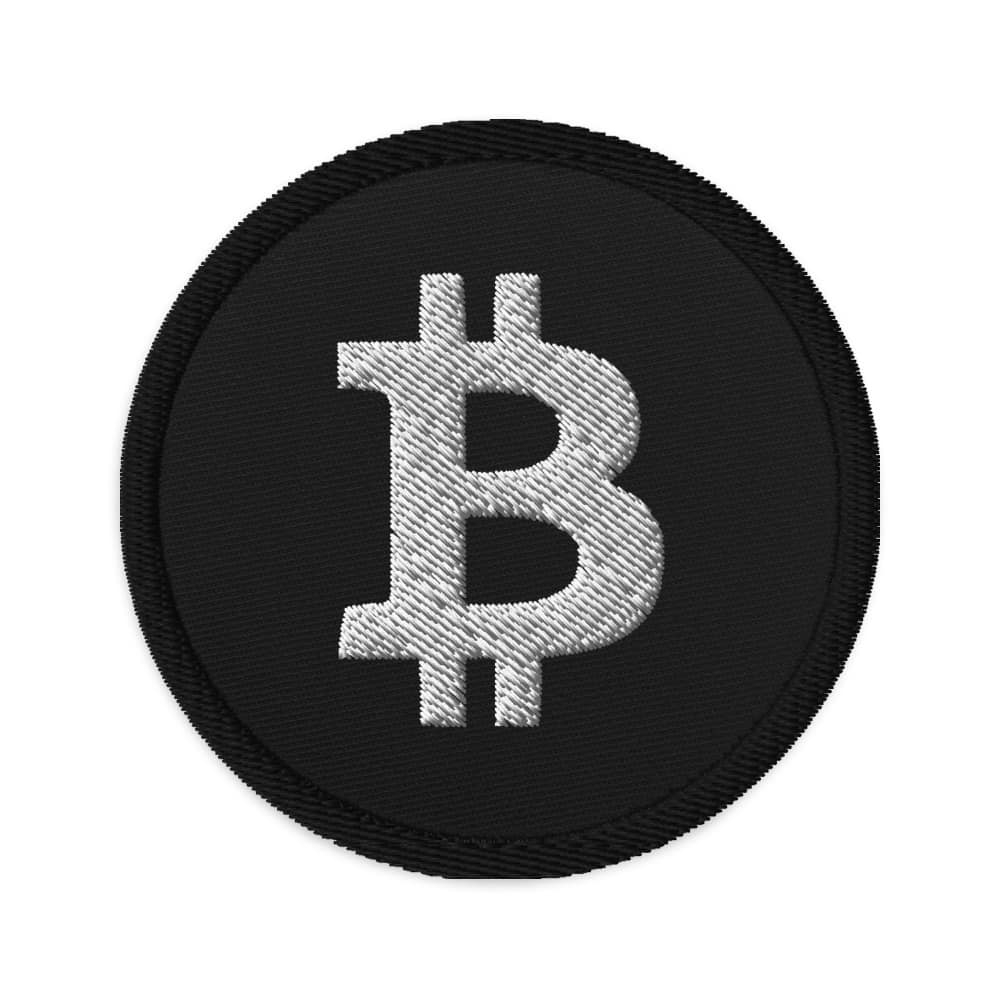 embroidered patches black front 621796b361760 - Bitcoin Black Embroidered Patch
