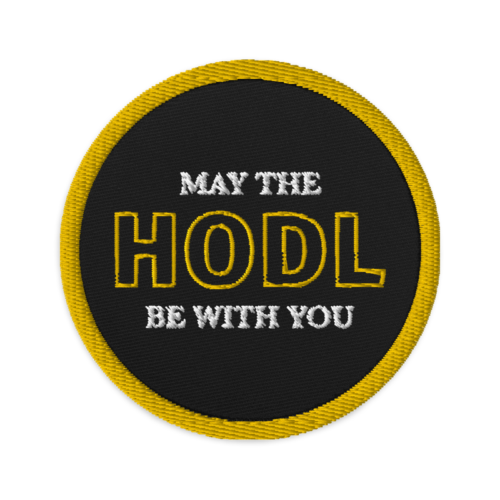 embroidered patches black front 62179f3b3b78c - May the HODL Be With You Embroidered Patch