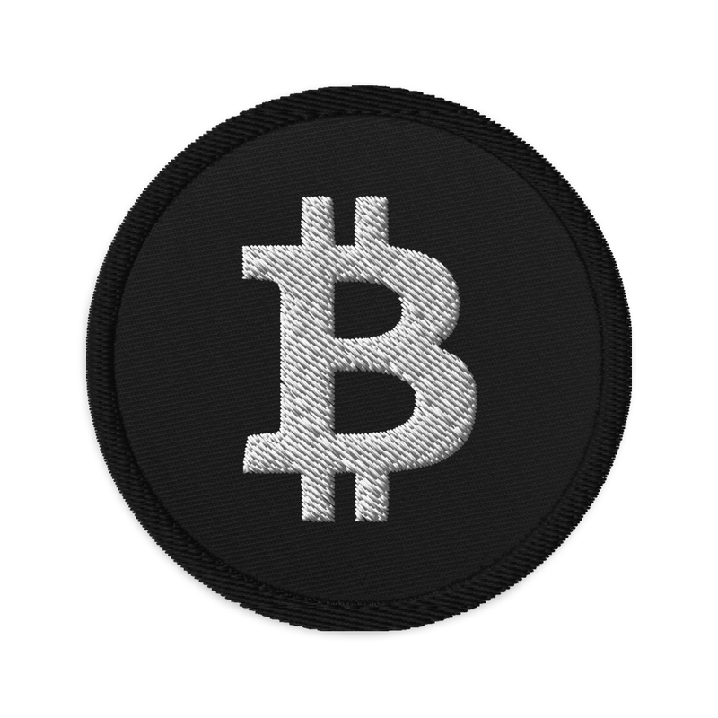 embroidered patches black front 6217a483bcd25 - Bitcoin Black Embroidered Patch