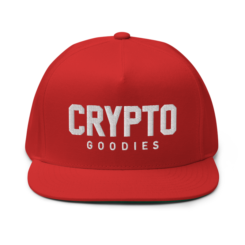 flat bill cap red front 61f9b81d8cbb8 - Crypto Goodies Flat Bill Cap