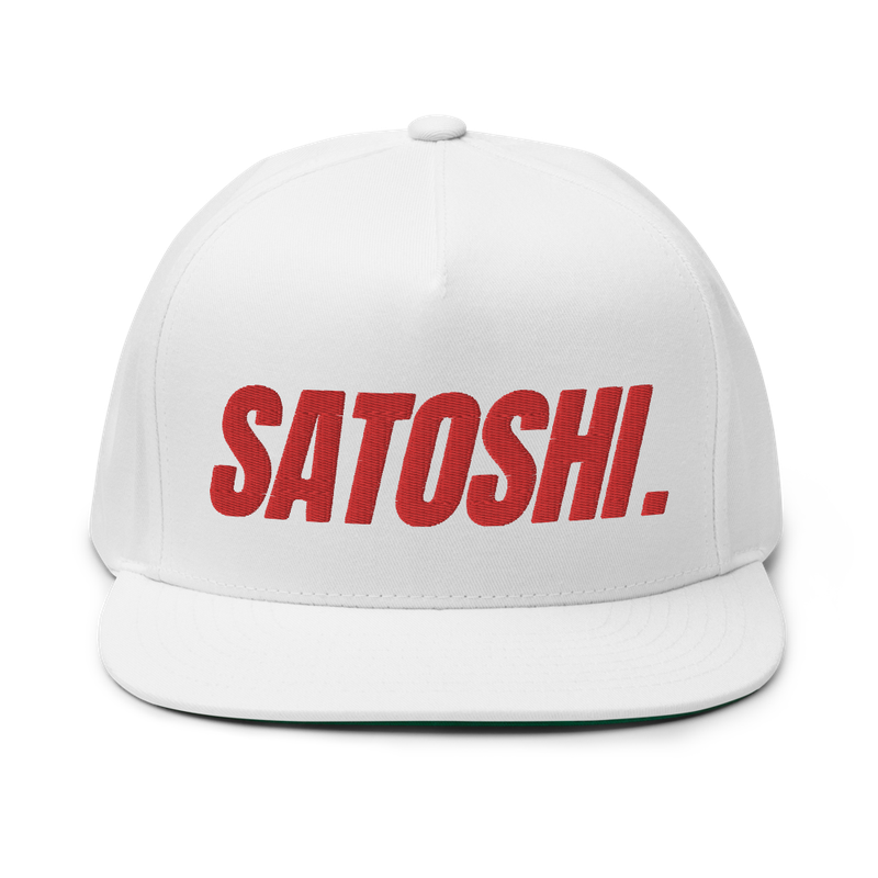flat bill cap white front 62007da8f0828 - Satoshi Flat Bill Cap