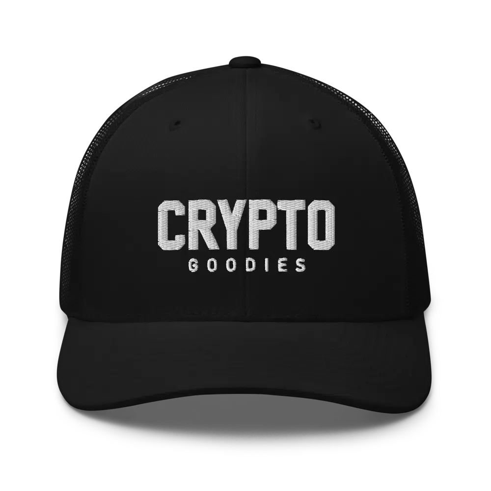 retro trucker hat black front 61f9b92e54686 - Crypto Goodies Trucker Cap