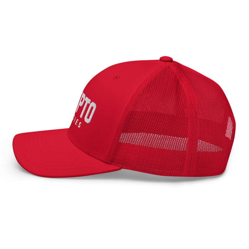 retro trucker hat red left 61f9b92e54b18 - Crypto Goodies Trucker Cap
