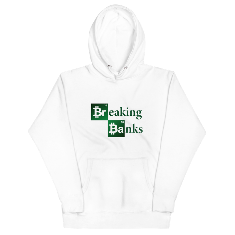 unisex premium hoodie white front 62007738b996e - Bitcoin Breaking Banks Hoodie