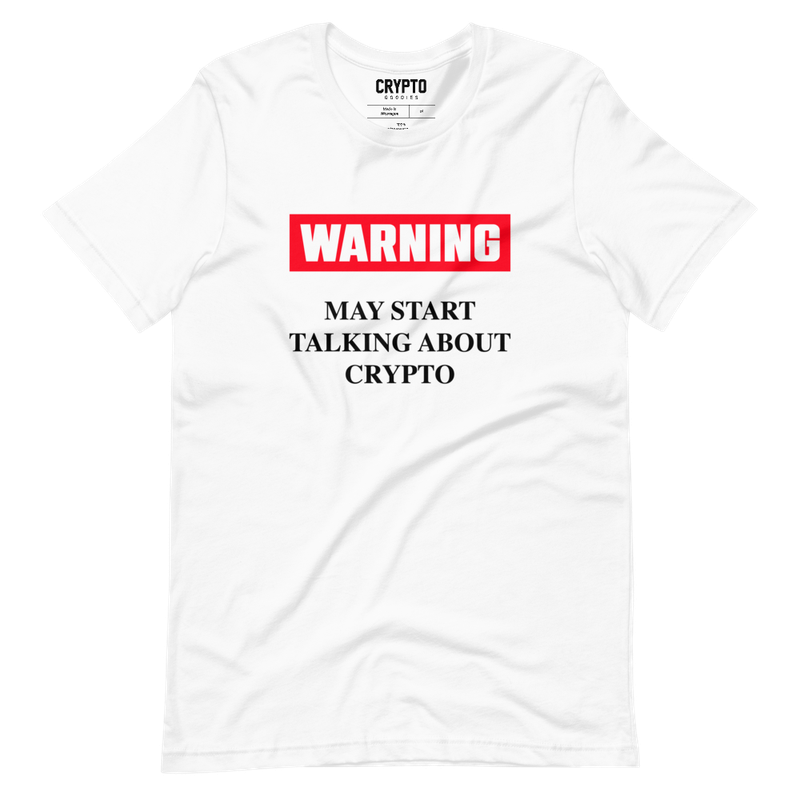 unisex staple t shirt white front 620edc401c7b9 - Warning: May Start Talking About Crypto T-Shirt