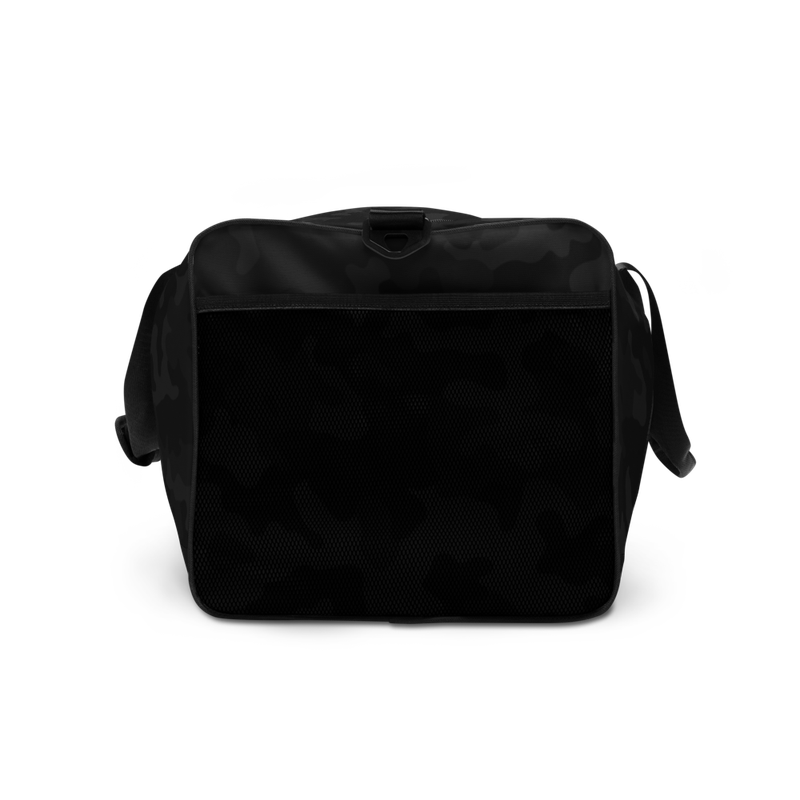 all over print duffle bag white right side 62375fe31b142 - Bitcoin White Logo Black Camouflage Duffle Bag