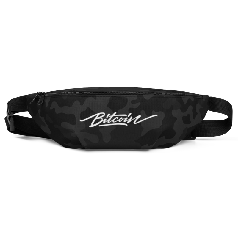 all over print fanny pack white front 622a78529246f - Bitcoin Black Camouflage Fanny Pack