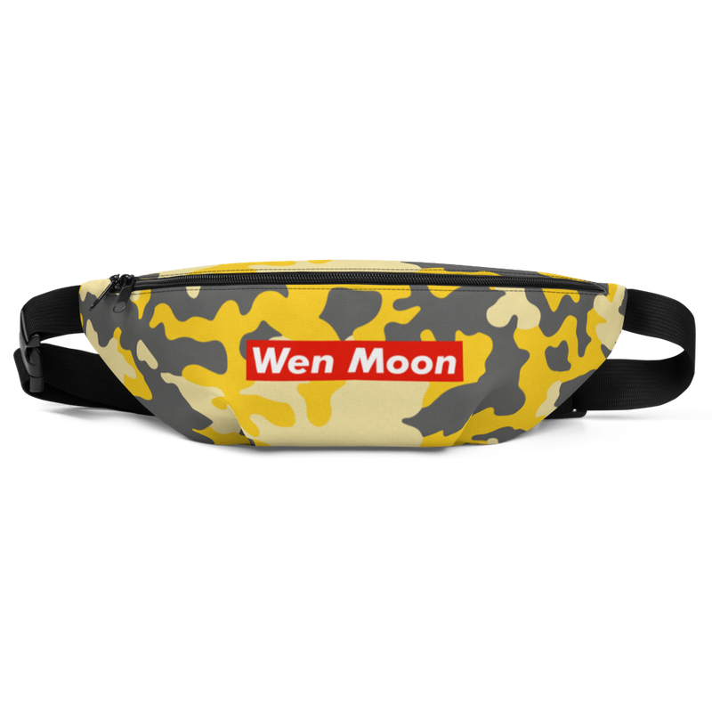 all over print fanny pack white front 622a7a5d16885 - Wen Moon Yellow Camouflage Fanny Pack