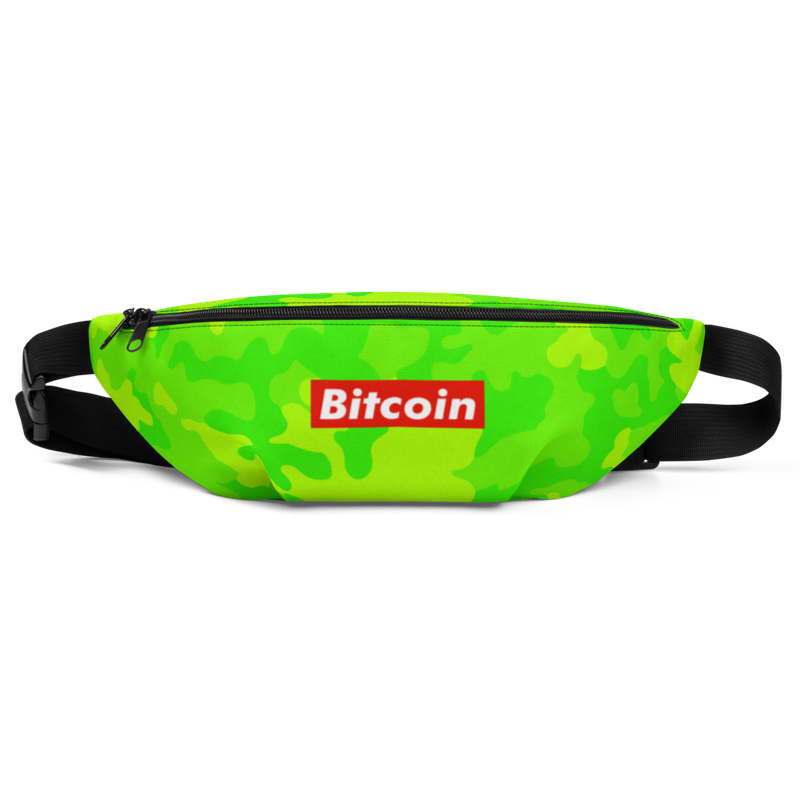 all over print fanny pack white front 622b4c6f55af1 - Bitcoin Green Camouflage Fanny Pack