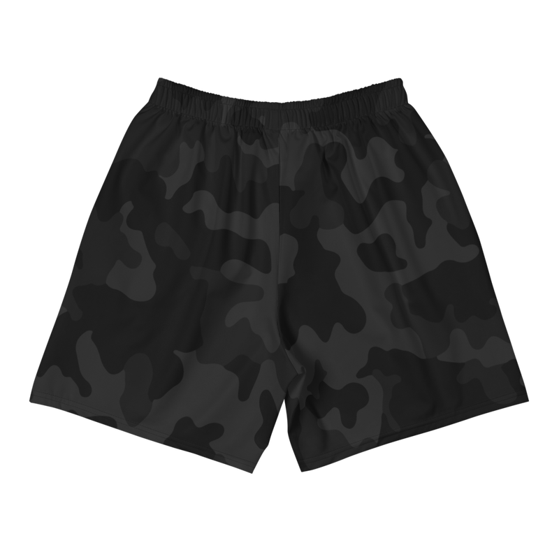 all over print mens athletic long shorts white back 622b5bb95cedc - Bitcoin Black Camouflage Men's Shorts