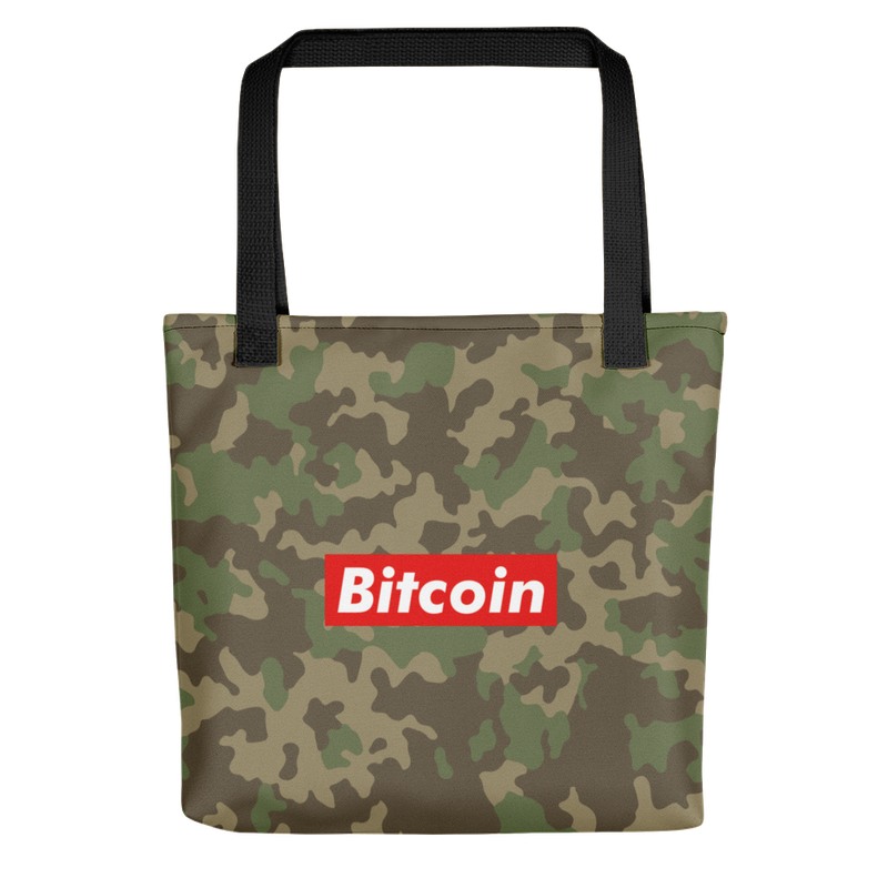 all over print tote black 15x15 mockup 622a6fa3dc591 - Bitcoin Camouflage Tote Bag