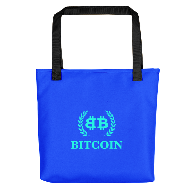 all over print tote black 15x15 mockup 622a70eceab58 - Bitcoin Laurel Leaves Logo Tote Bag