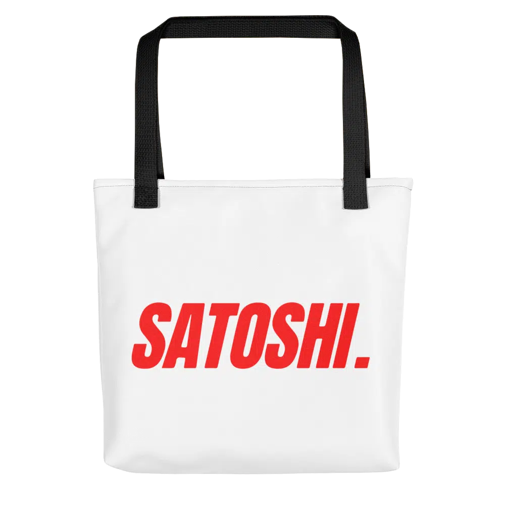 all over print tote black 15x15 mockup 622b3cd678b60 - Satoshi (RED) Tote Bag