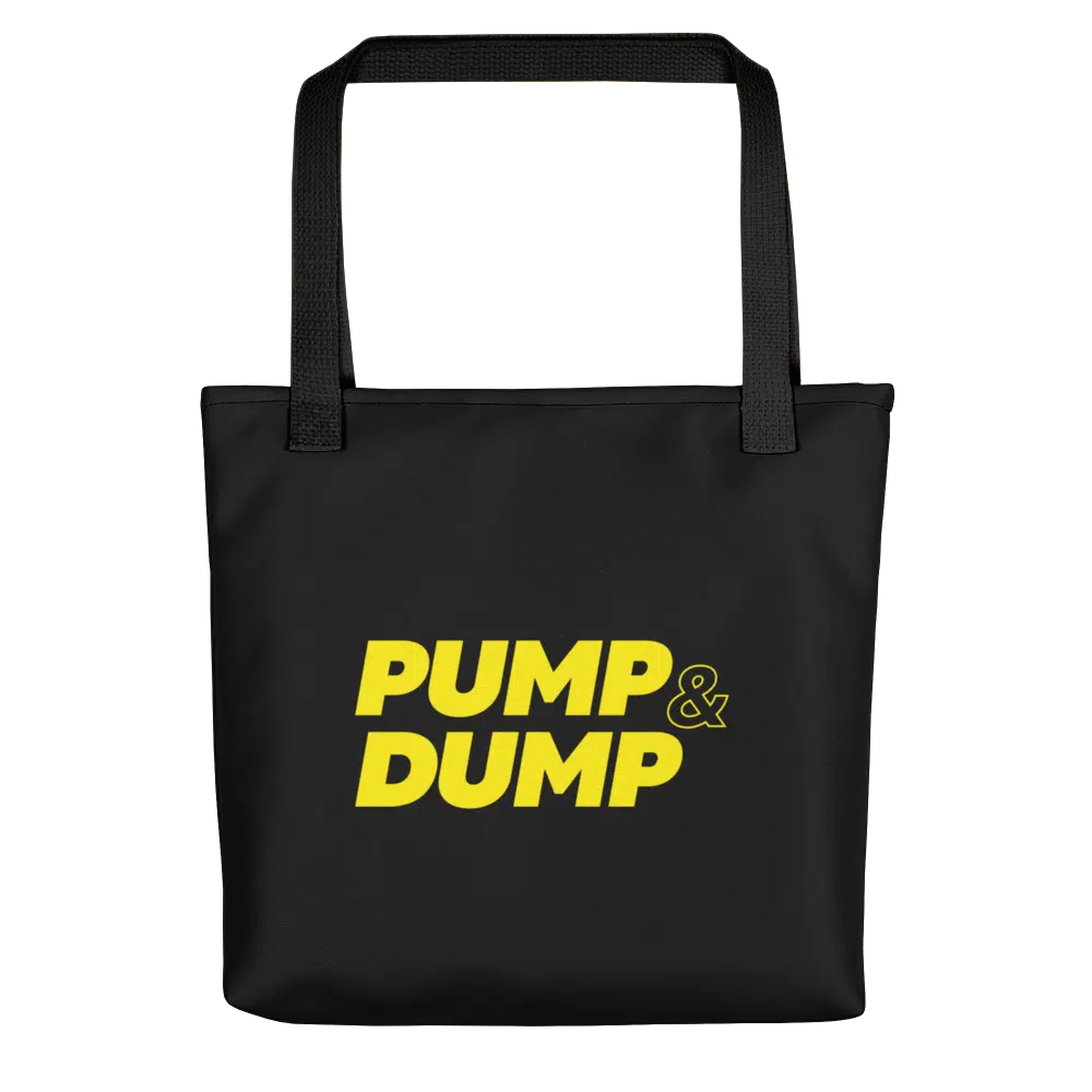 all over print tote black 15x15 mockup 622b47e82bc78 - PUMP & DUMP Tote Bag