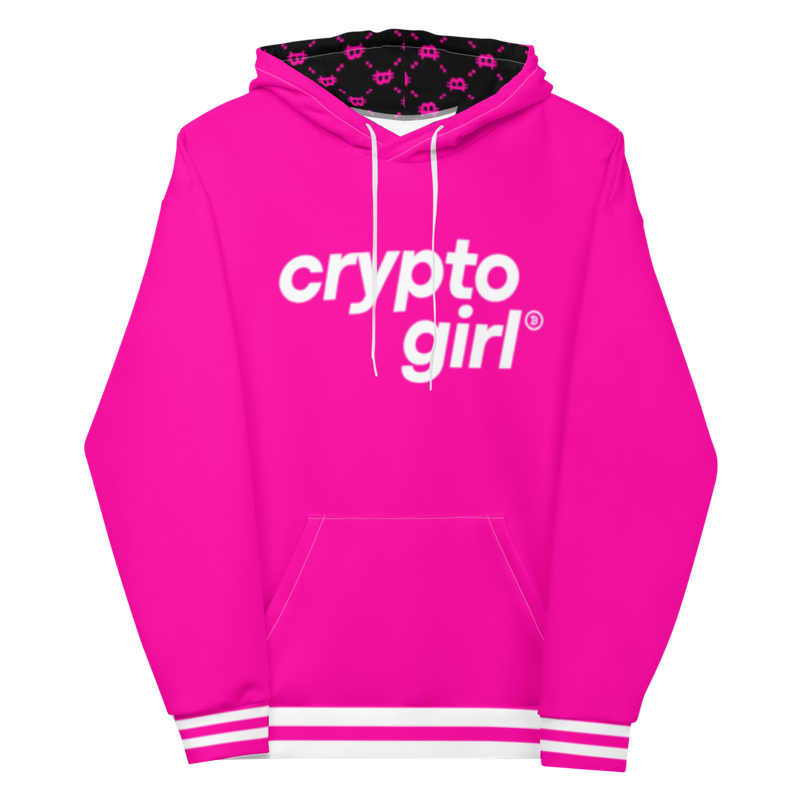 all over print unisex hoodie white front 622bde54c07ac - Crypto Girl Pink Hoodie