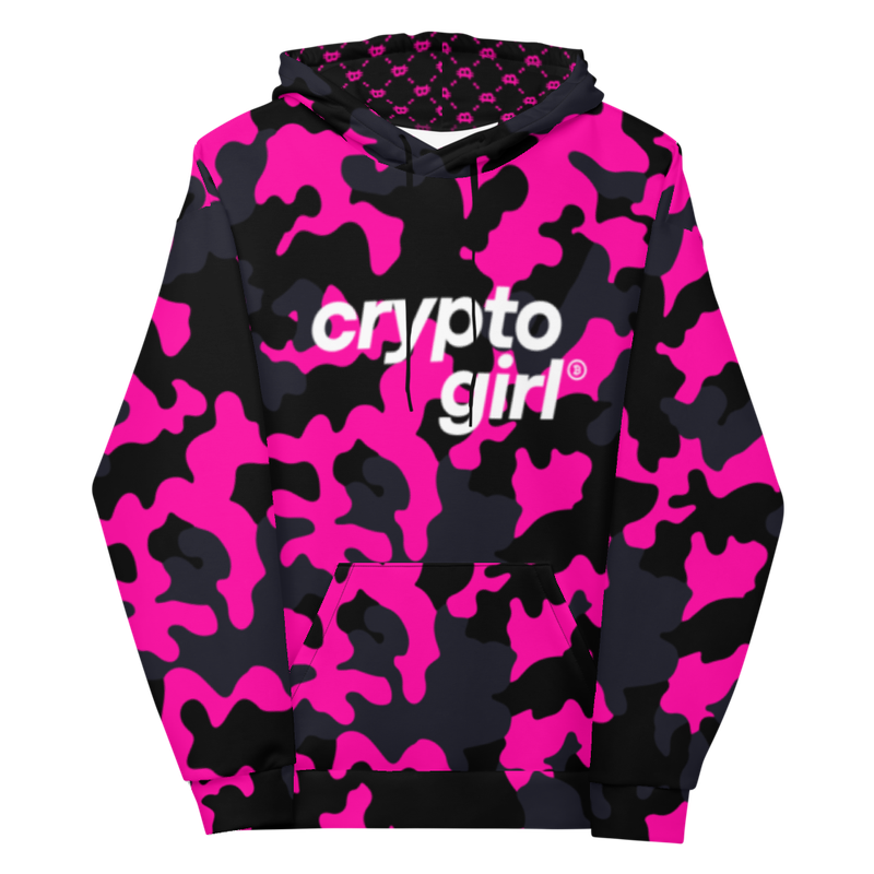 all over print unisex hoodie white front 622be37eb7403 - Crypto Girl Pink Camo Hoodie
