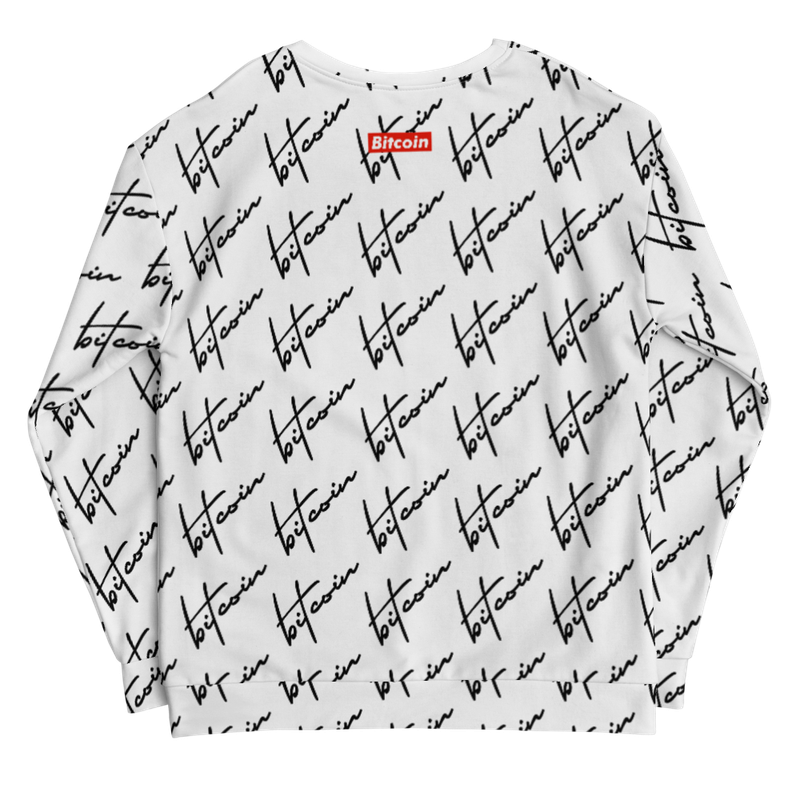 all over print unisex sweatshirt white back 623645bf8bdd9 - Bitcoin Text Print Fashion Sweatshirt