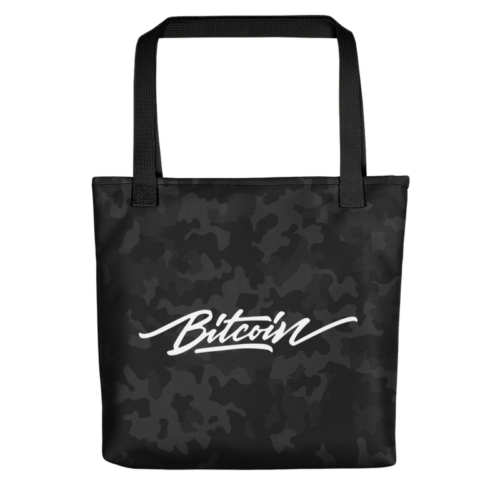 Bitcoin Black Camouflage Tote Bag