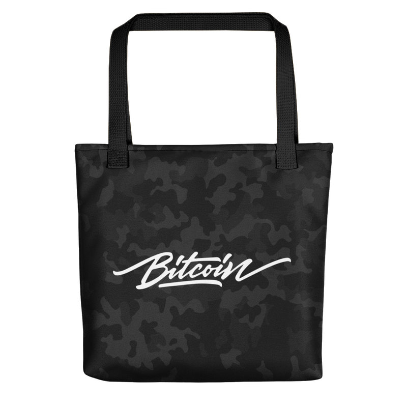 Bitcoin Black Camouflage Tote Bag