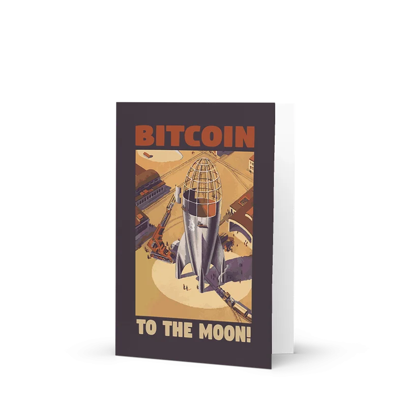 Bitcoin to the Moon Greeting Card - Image 3