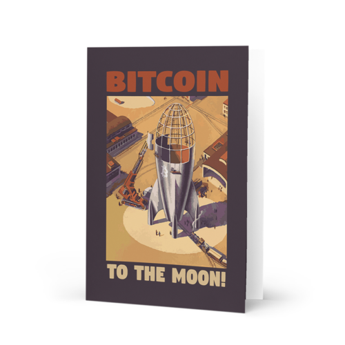Bitcoin to the Moon Greeting Card