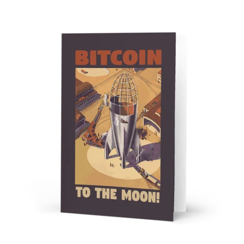 Bitcoin to the Moon Greeting Card