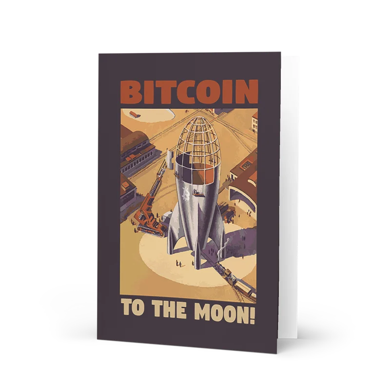 Bitcoin to the Moon Greeting Card
