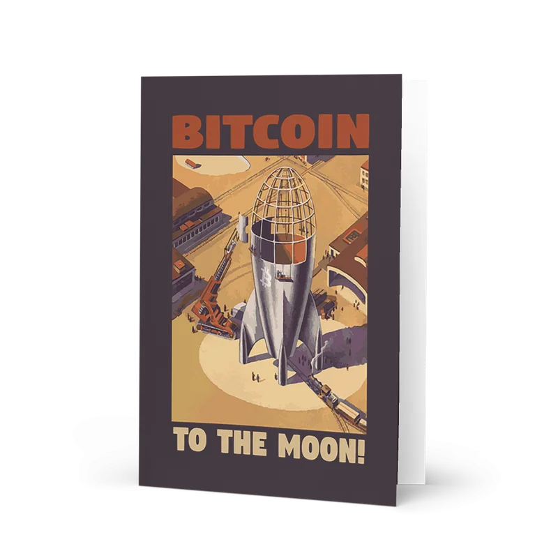 Bitcoin to the Moon Greeting Card