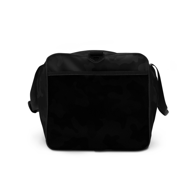 Bitcoin White Logo Black Camouflage Duffle Bag