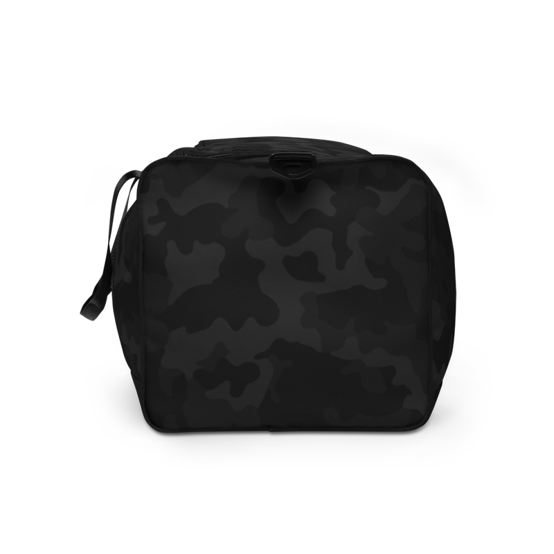 Bitcoin White Logo Black Camouflage Duffle Bag