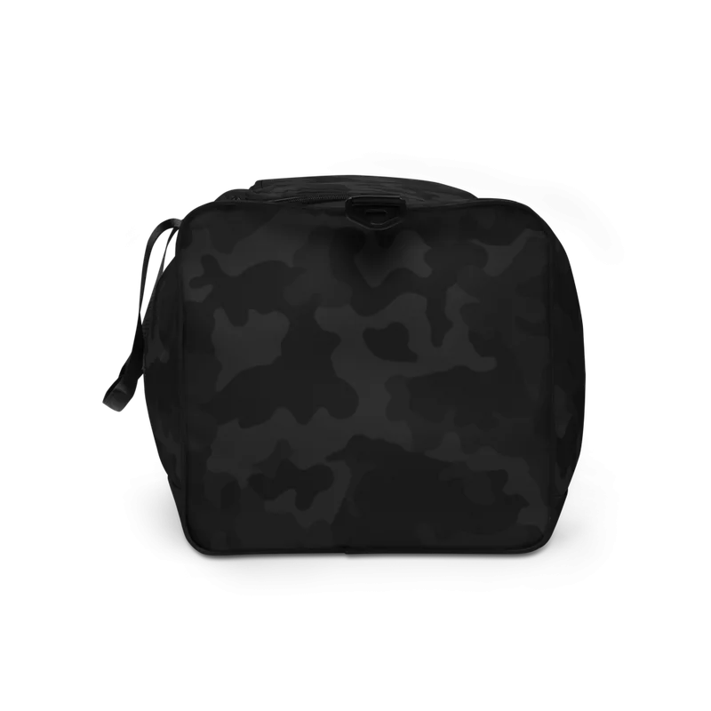 Bitcoin White Logo Black Camouflage Duffle Bag - Image 4