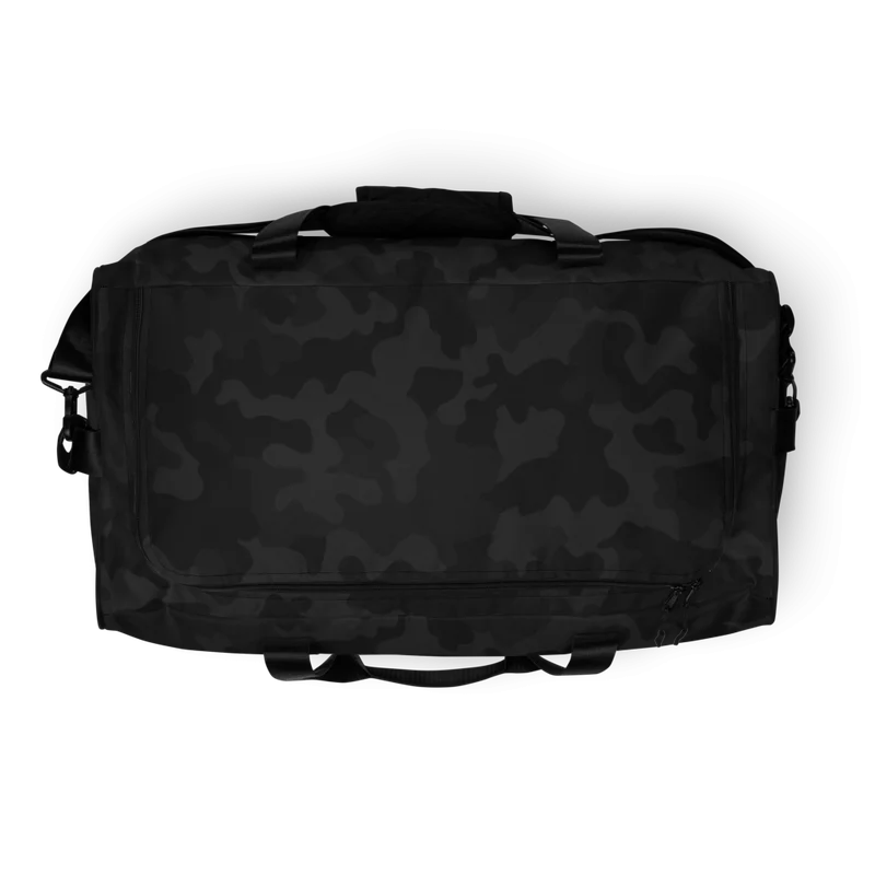 Bitcoin White Logo Black Camouflage Duffle Bag - Image 5