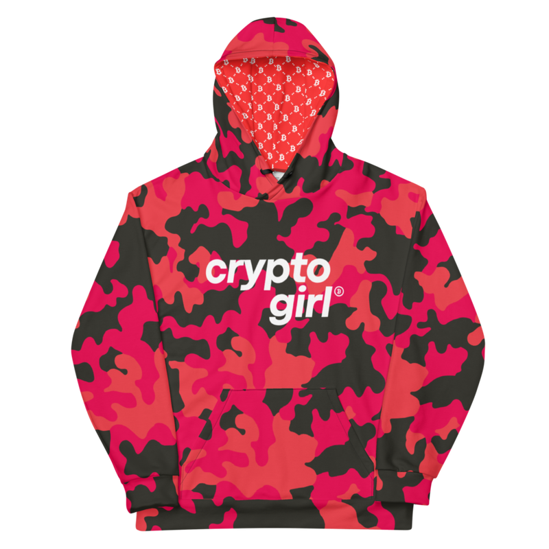 Crypto Girl Coral Camo Hoodie