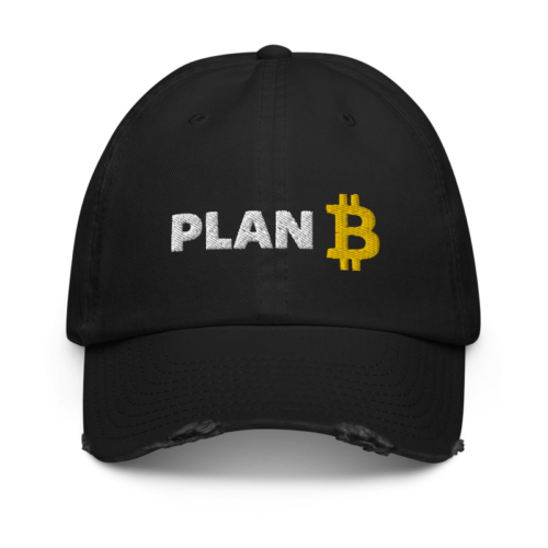 distressed baseball cap black front 6224c07f3c696 - Bitcoin x Plan B Distressed Baseball Cap