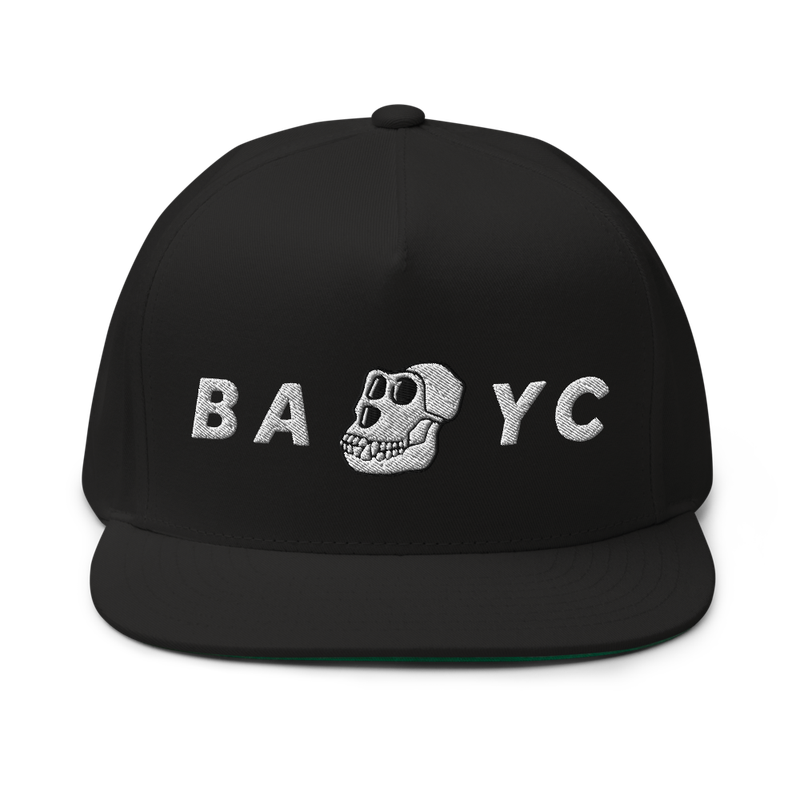 flat bill cap black front 6245f8503fcf8 - BAYC Snapback Hat