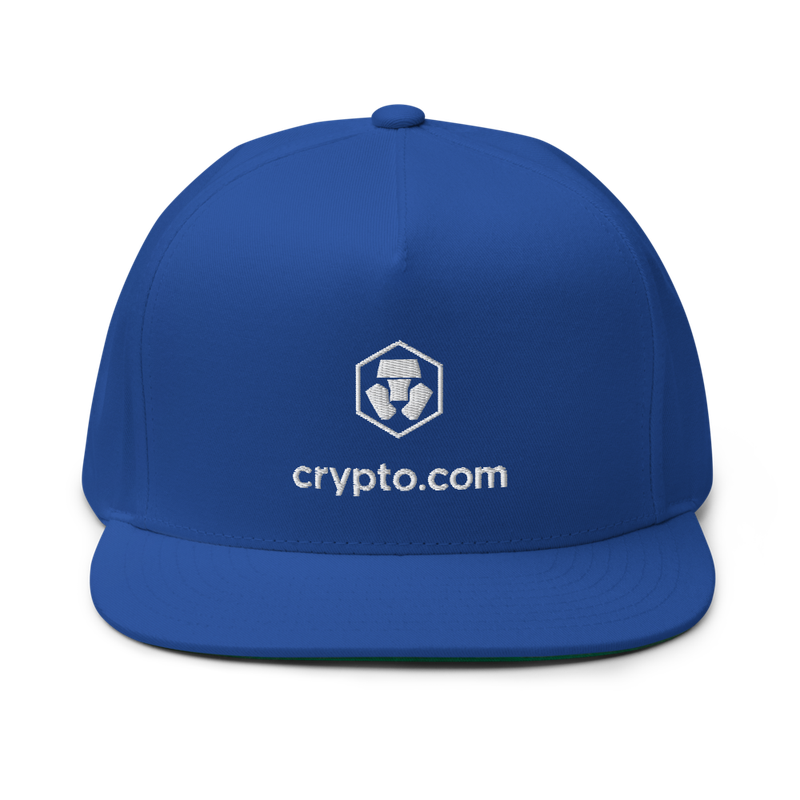 flat bill cap royal blue front 62376cdb8e1a2 - Crypto.com Flat Bill Cap