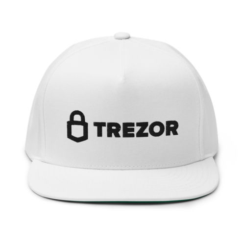 flat bill cap white front 6245f8179be01 - Trezor Snapback Hat