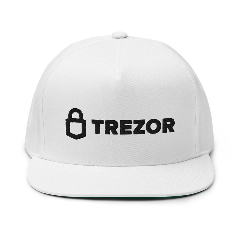 flat bill cap white front 6245f8179be01 - Trezor Snapback Hat